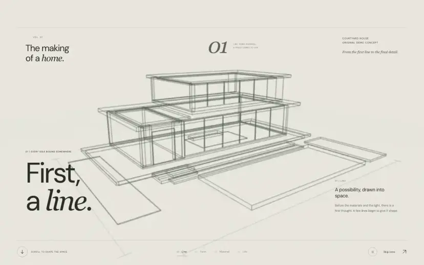 Architect portfolio with a WebGL villa